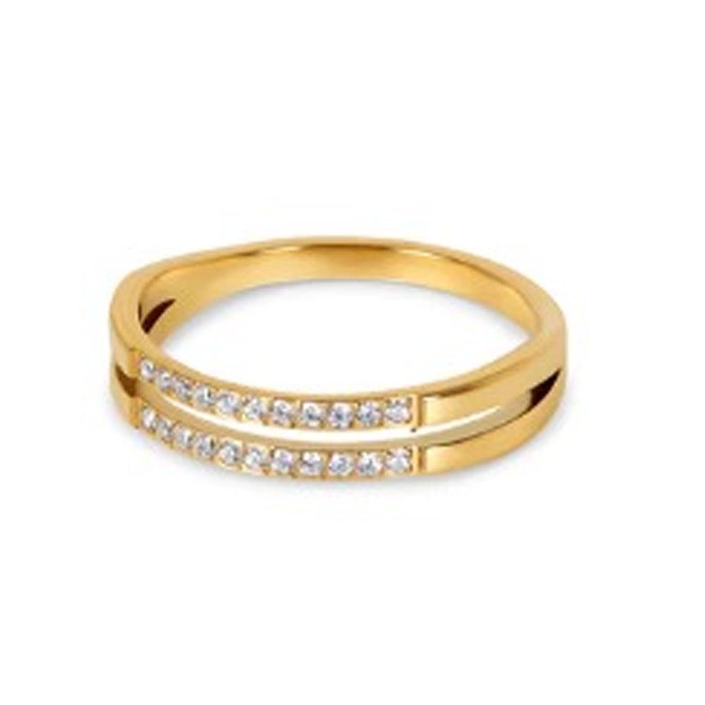 18K Gold-Plated Diamond Women's Stainless Steel Ring In Luxury European and American Style