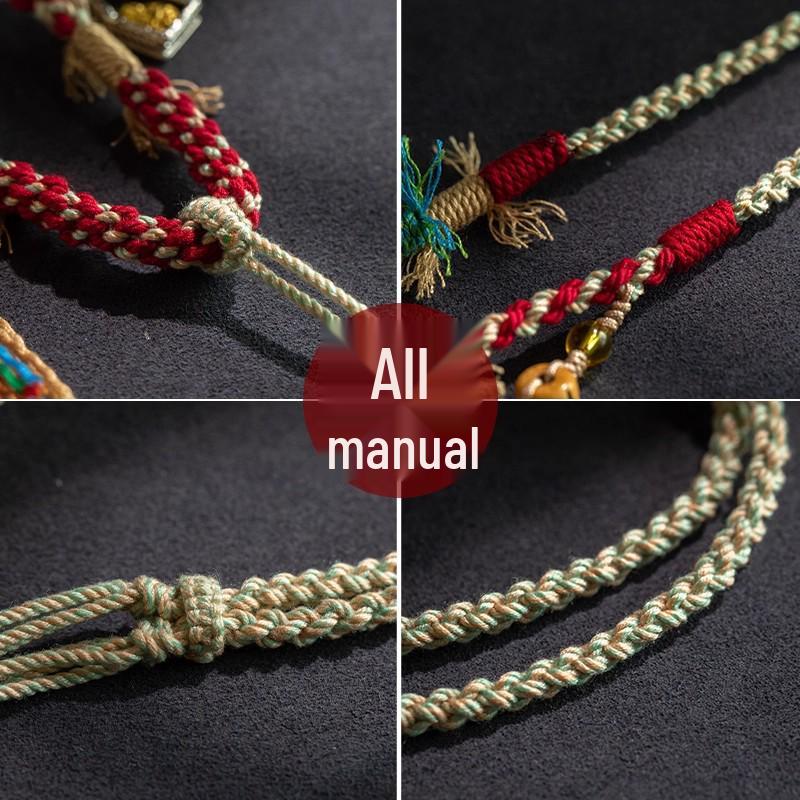 Тибетский кулон-компас «Восемь сокровищ» на плетеном шнурке-амулете