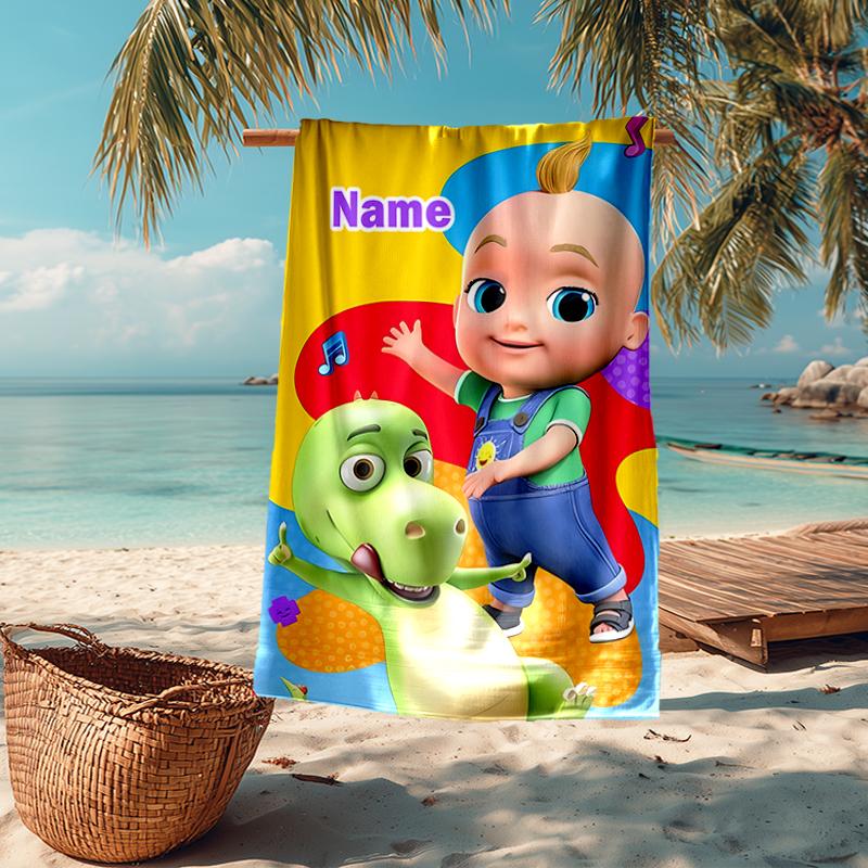 Custom Name Ultra-Soft Beach Towel with CoComelon Theme,Ideal for Pool - Camping, Diving - Perfect Travel Essential, Vibrant Beach Towel.