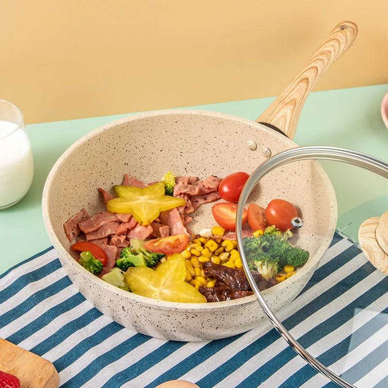 Maifan Stone Non-stick Frying Pan Household Flat-bottomed Small Cooking Pan Steak Omelette No Oily Smoke Induction Cooker Gas Universal