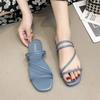 Fashion 2024 Summer  Two Wear Sandals Women's Fashion Korean Edition One Line with Sandals Casual Flat Outsider Slippers  Plus Size 40