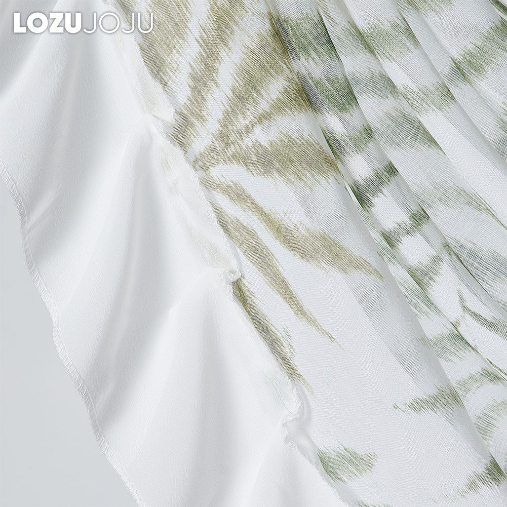 1 шт. LOZUJOJU с весенним принтом и рюшами по краям, легкая и тонкая занавеска для декора маленького окна 70x42 см