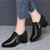 Women Classic Pointed Toe Black PU Leather Lace Up Shoes Lady Fashion Comfort Stylish Boots