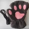Winter Warm Fingerless Gloves Lovely Sweet Bear Paw Thickened Plush Half Finger Glove Multicolor Fluffy Soft Cat Claw Mittens