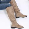 Autumn and Winter Fashion New Sexy Solid Color Warm Round Toe Thick Bottom Low Heel Comfortable Women's Boots Botas Mujer