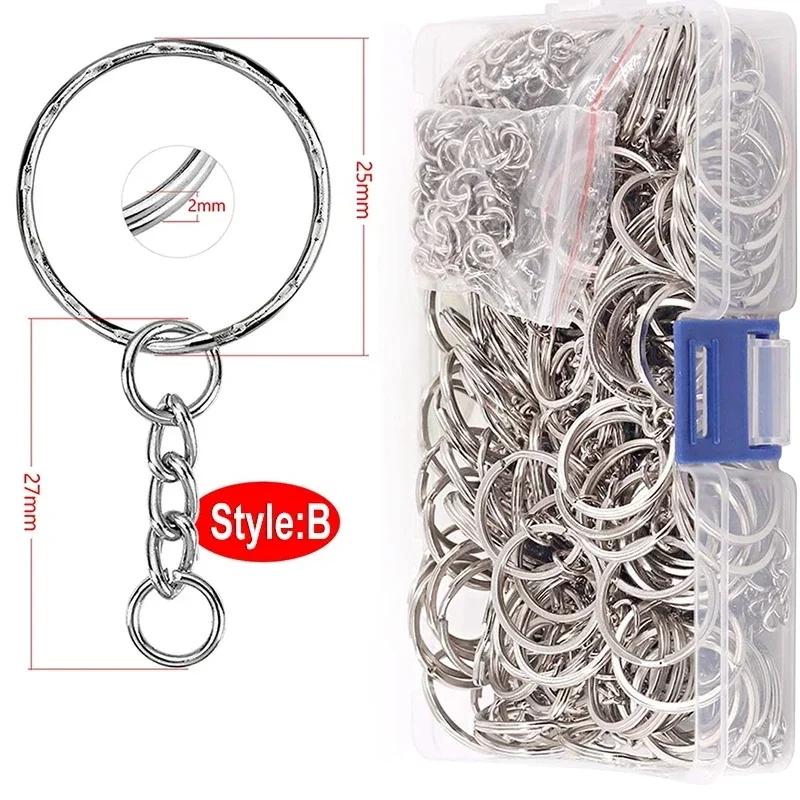 50/100 шт., плоский брелок для ключей с отверстием из нержавеющей стали, сделай сам, сумка, подвеска, пряжки, изготовление полированных брелоков, разрезные кольца, фурнитура для ювелирных изделий