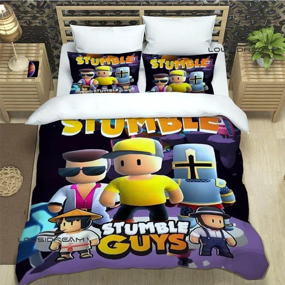 3D Мультяшный Игровой Комплект Постельного Белья Stumble Guys Пододеяльник Комплект Одеял Изысканные Принадлежности для Кровати для Детей Подростков