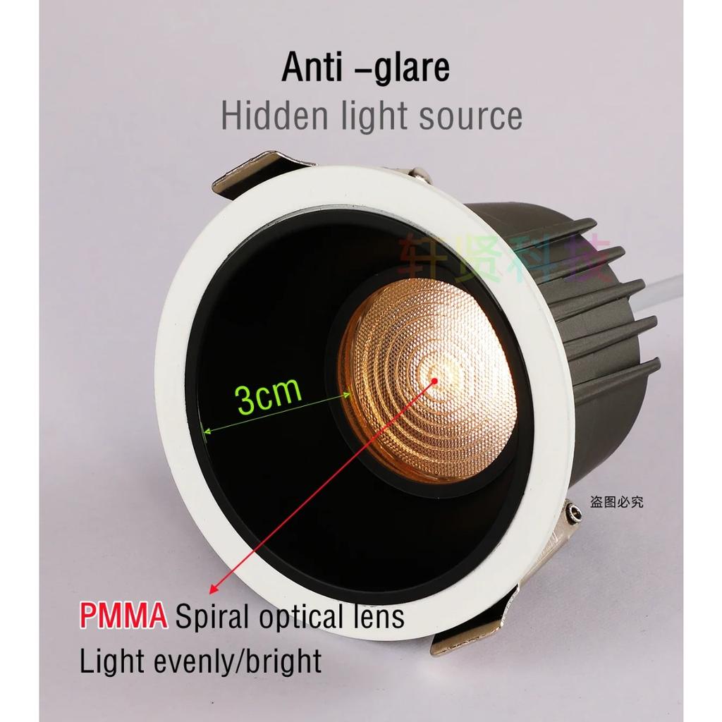 Водонепроницаемый потолочный светильник 110 В 220 В с антибликовым сотовым покрытием для кухни, ванной комнаты, туалета, карниза, черный, белый цвет, светодиодный потолочный светильник, точечный светильник