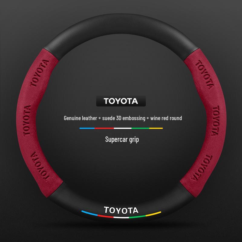 Чехол на руль Toyota Ling Shang 21-24: Всесезонная универсальная крышка ручки из натуральной замши, кожи, с ручкой из углеродного волокна