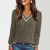 Женские свитера с длинным рукавом и V-образным вырезом, осенние мягкие легкие вязаные приталенные топы