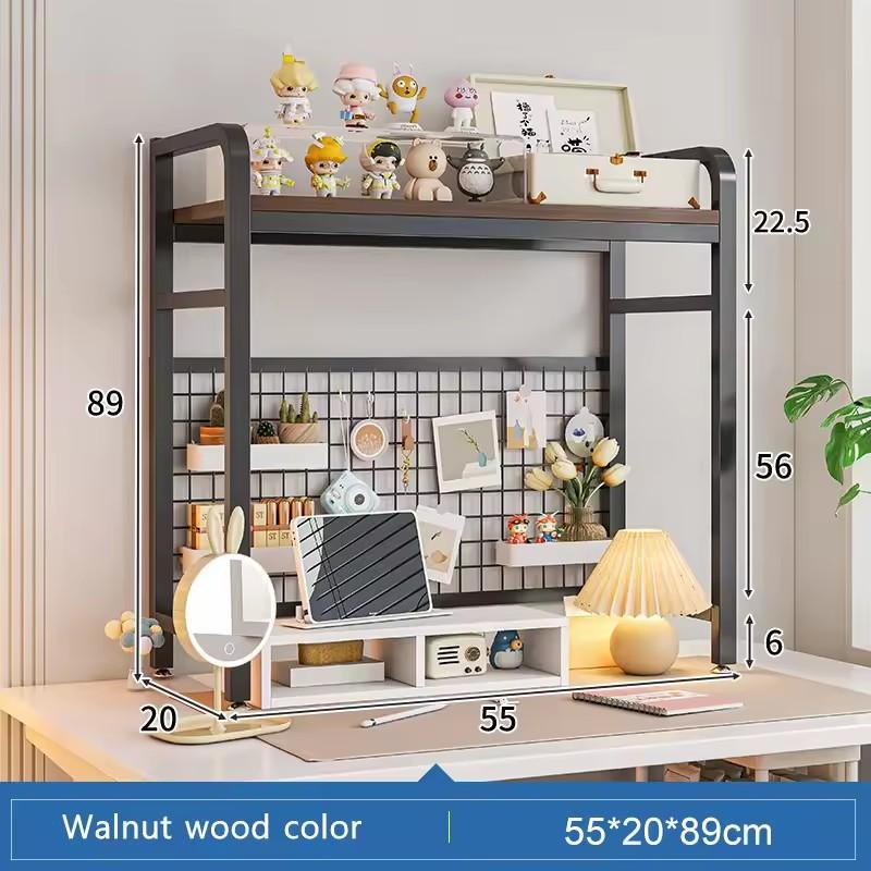 Книжный шкаф-стеллаж с сеткой, настольный многоярусный кованый железный стеллаж, студенческий компьютерный стол, стол с перфорированной панелью, деревянные полки