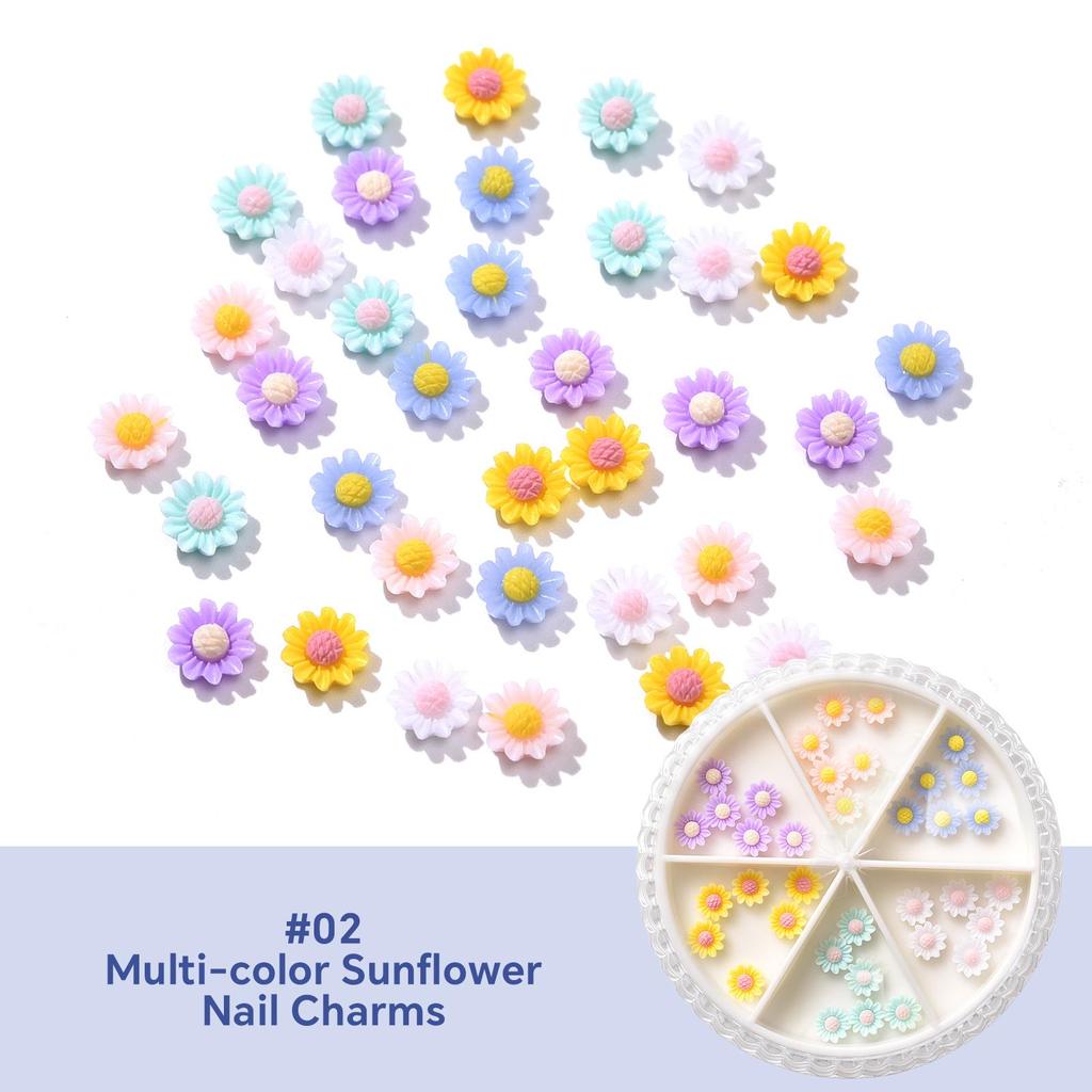 1BOX Colorful Nail Charms 3D Flower Bowknot Leaf Butterfly Mixed Nail Jewelry Kit DIY Nail Art Decoration Nails Accessories