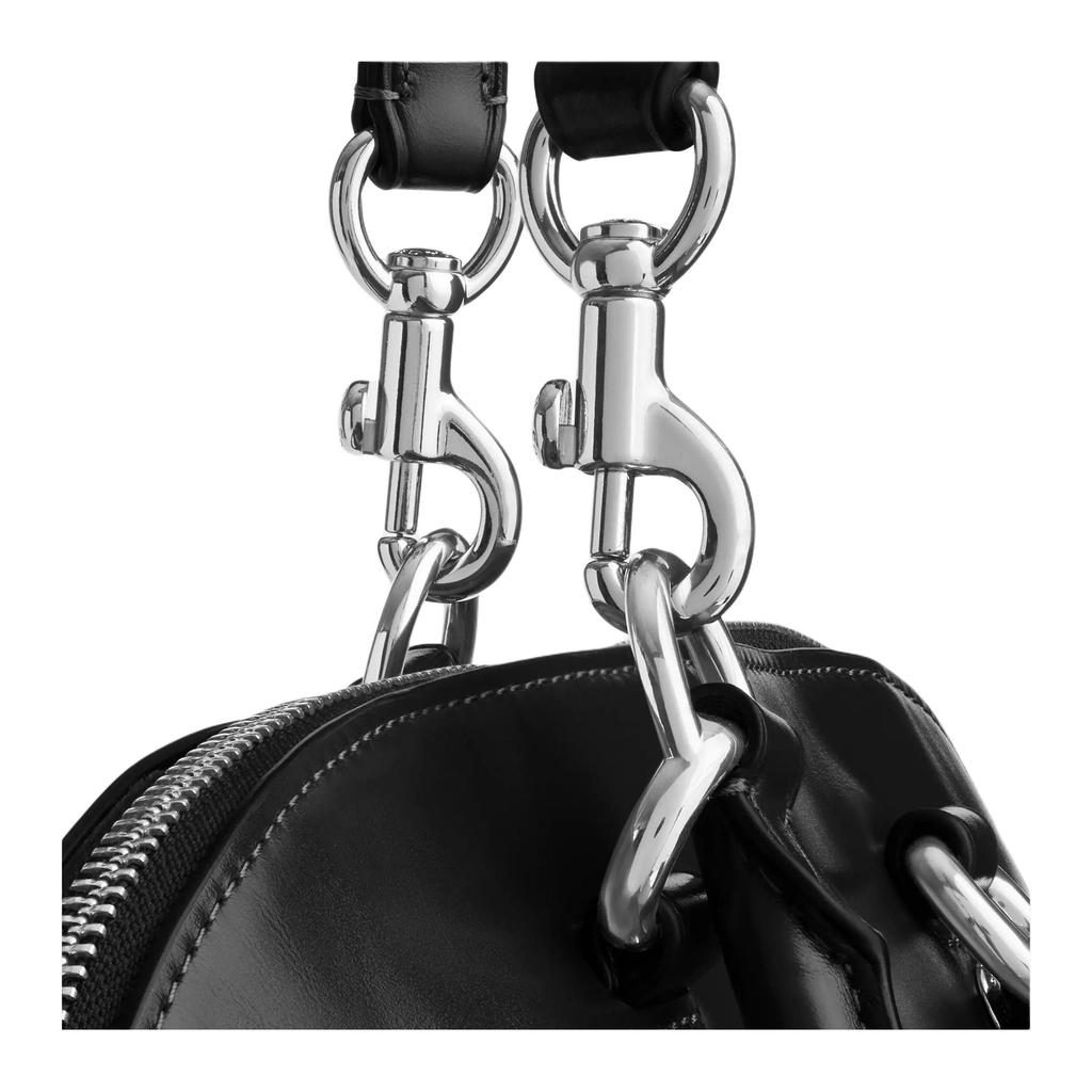 Coach Satchel Silver Logo Leather Shoulder Bag Women bags Black CDV19-SVBK