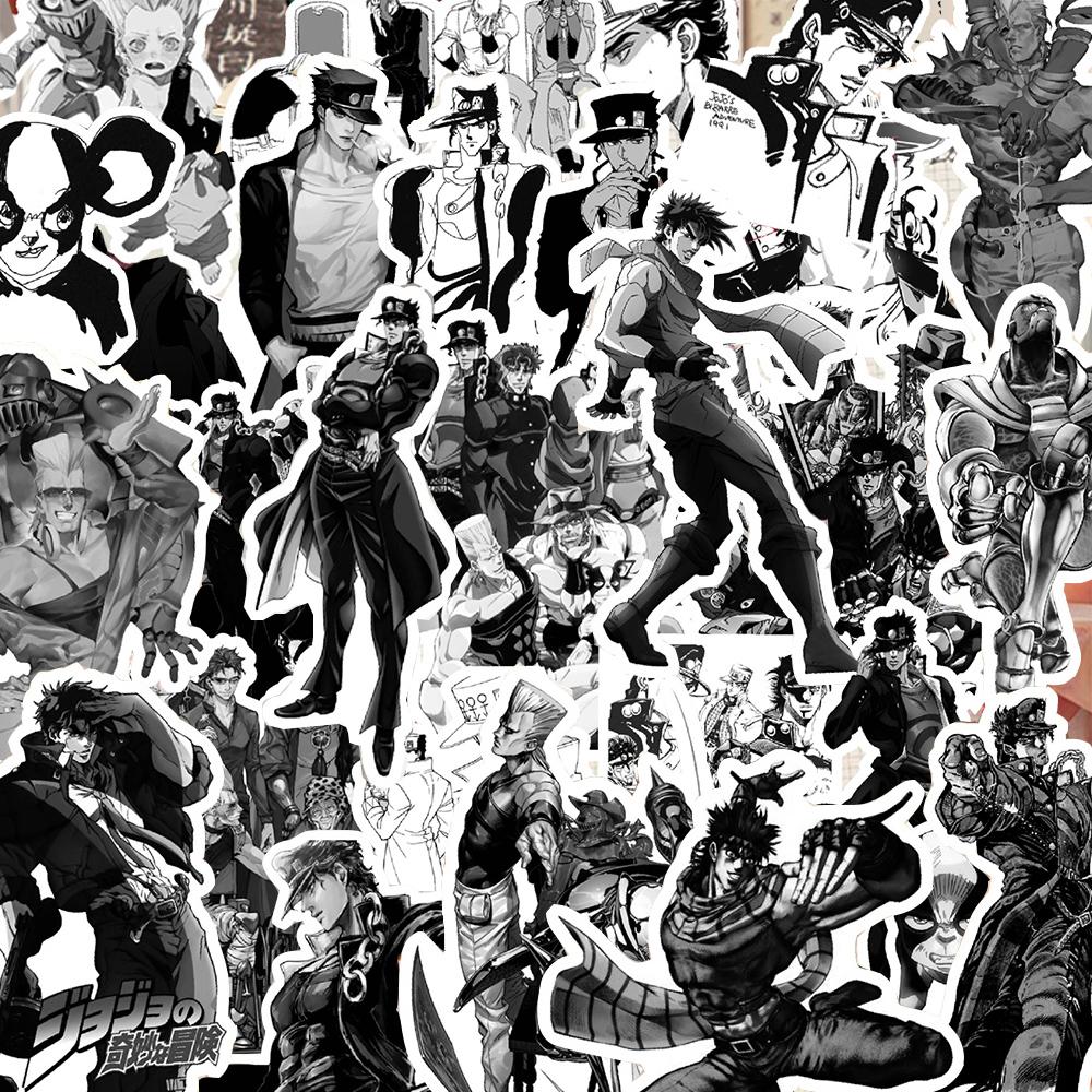 10/30/68 шт. Черно-белые Аниме Стикеры JoJo's Bizarre Adventure Мультяшные Наклейки Манга DIY Для Гитары Багажа Ноутбука Крутая Наклейка Игрушка
