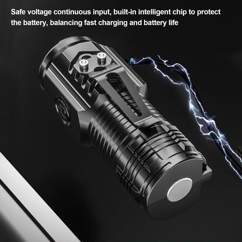 Мини-фонарик с тремя светодиодами, тип Super Power, USB Type-C, сверхяркий, дальнего действия, мощный, портативный, водонепроницаемый