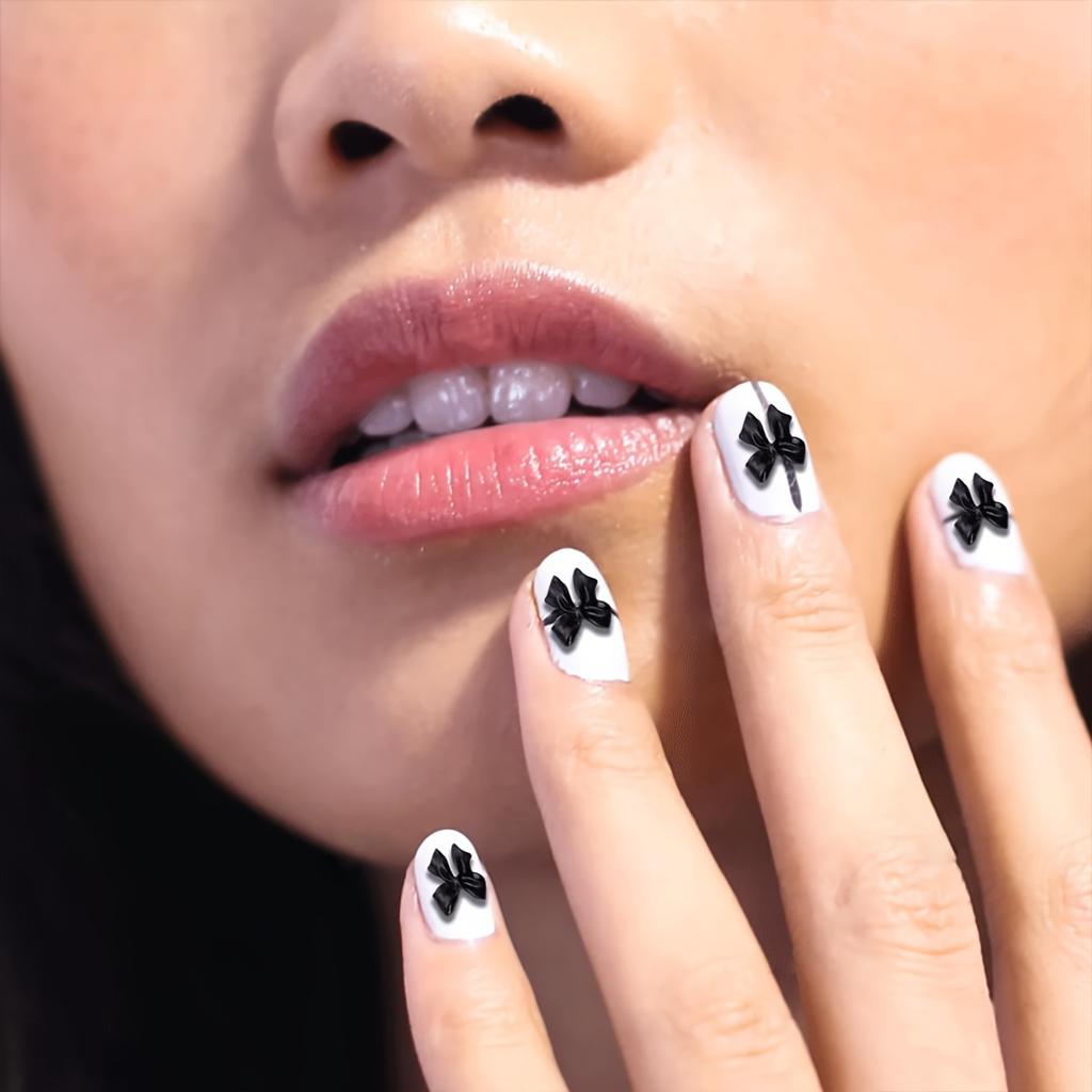 100 шт. Бантики для ногтей, гипоаллергенные 3D акриловые аксессуары для нейл-арта, милые бабочки, бантики со стразами и блестками, шармы для нейл-арта