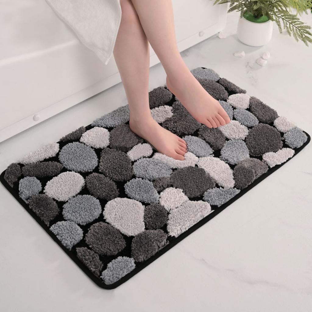 Flocking Stone Bathroom Cashmere Thickening Mat Bath Non-slip Carpets In Wash Basin Bathtub Side Floor Rug Shower Room Doormat Memory Foam 3D Pad