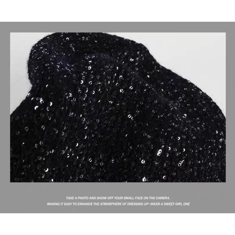 Бантик с пайетками ароматная сумка-холодная шапка осенне-зимняя мода корейская версия вязаная шапка-пуловер с изображением лица