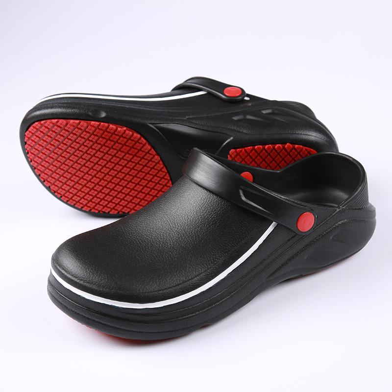 Black EVA Non-slip Waterproof Oil-proof Kitchen Chef Cook Shoes Hotel Slippers Work Sandals Shoes