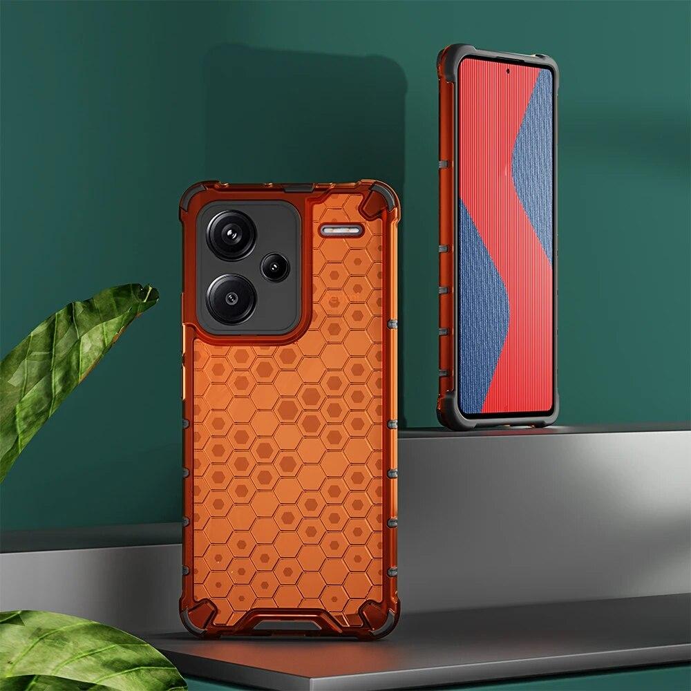 KEYSION Shockproof Armor Case for Redmi Note 13 Pro 5G Silicone+PC Transparent Honeycomb Phone Cover for Redmi Note 13 Pro+ 5G