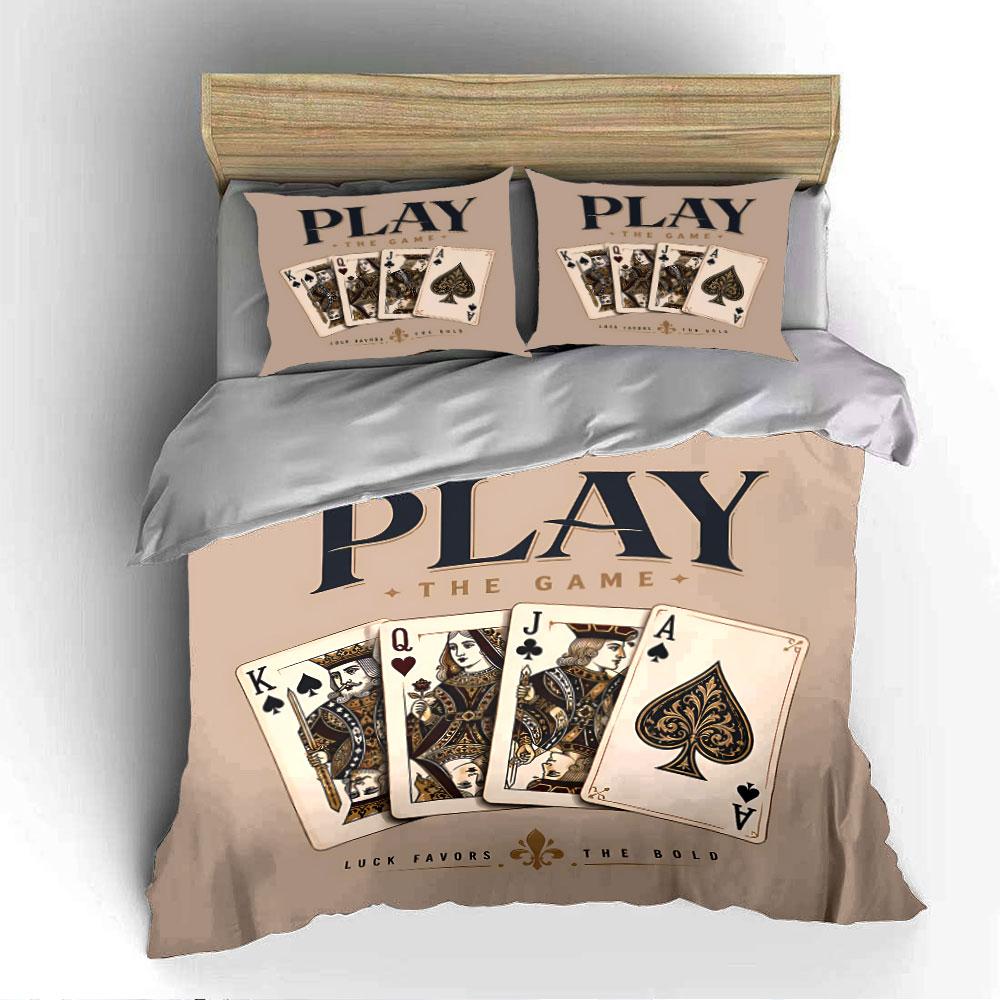 Playing Cards Vintage Design Bedding Duvet Cover Set Duvet Cover Pillowcases (1*Duvet Cover 2*Pillowcases, without duvet insert)