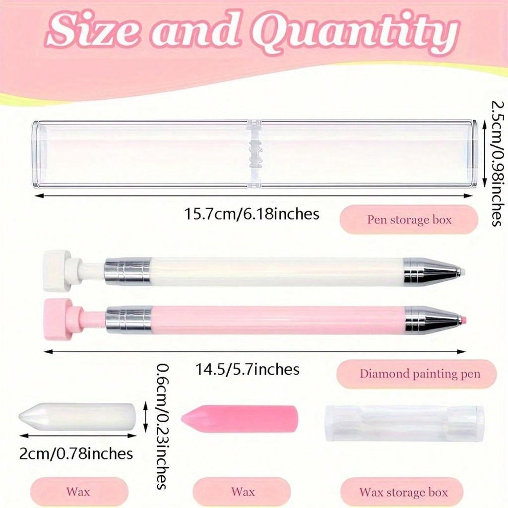 Acrylic Diamond Drawing Pen Kit with Rotating Wax Tips, 11-piece Set Including 1 Sticky Pen and 10 Soft Waxes for Diamond Art