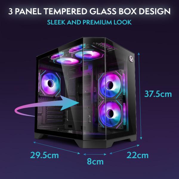 Vibox IV-604 Gaming PC • Ryzen 7 5700X 4,6 GHz • AMD RX 9060 XT 8GB • 16GB RAM • 1TB SSD • Windows 11 • WiFi 6 + Bluetooth 5.4
