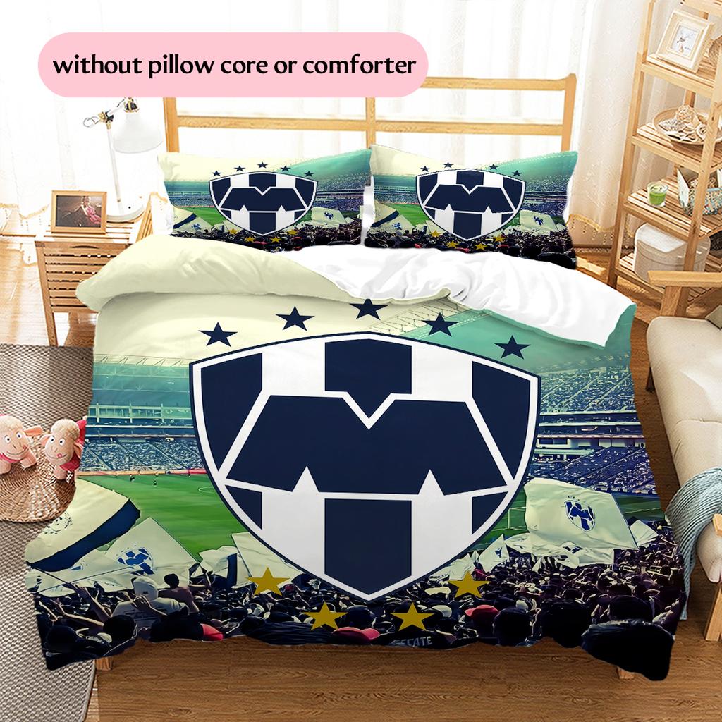Monterrey Football Club Pattern Bedding Home Decoration Birthday & Festival Gift (1 * duvet cover + 2 * pillowcase, without core)