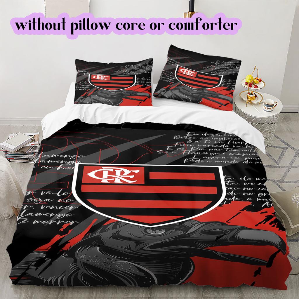 Flamengo football soccer Pattern Bedding,Quilt Set Quilt Cover Pillowcase Home Birthday Gift (1*duvet cover+2*pillowcase,without core)