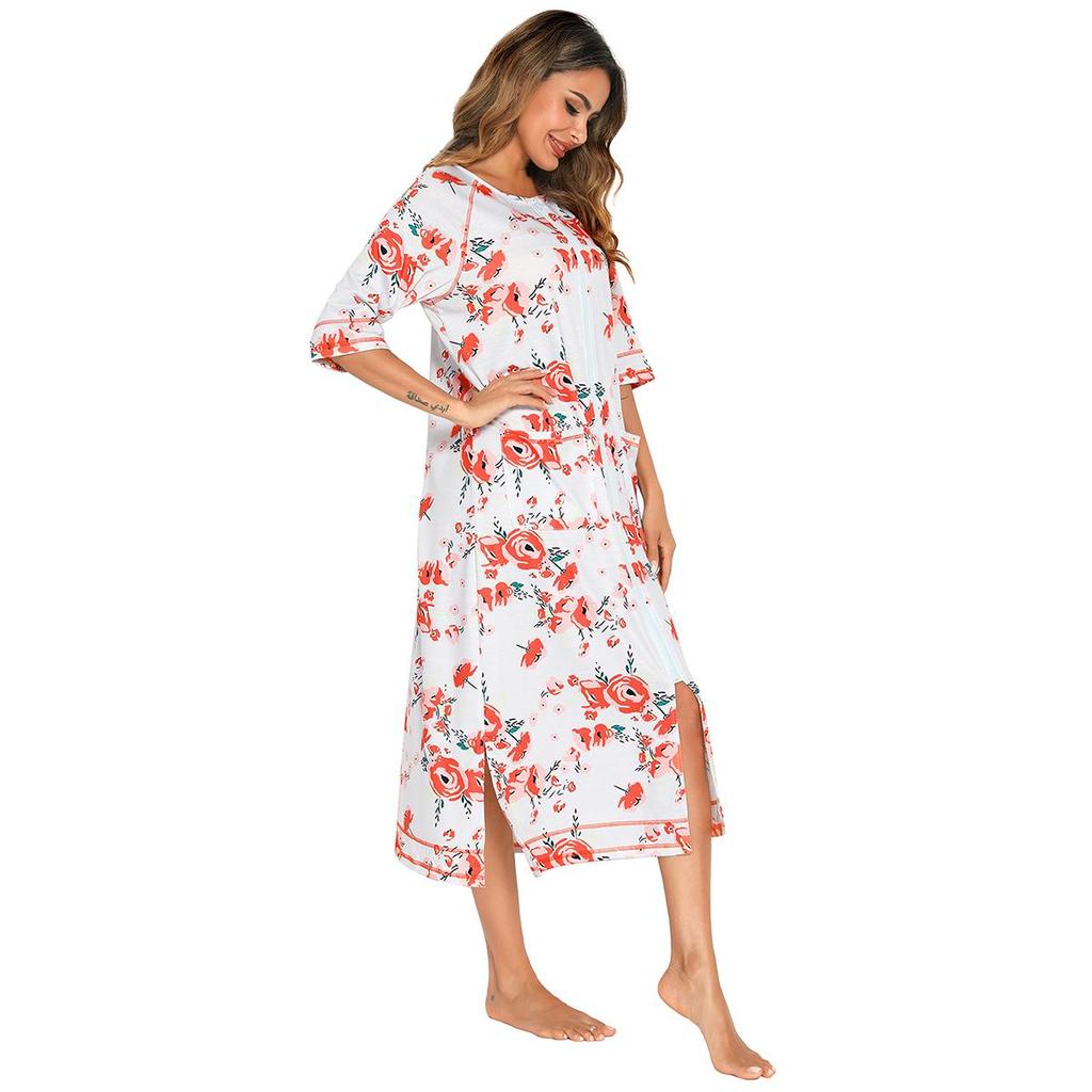 Bright Deer Женский халат для беременных на молнии с длинным рукавом 3/4, халат для родов в больнице, ночные рубашки для кормления, домашний халат, шезлонг, одежда для сна