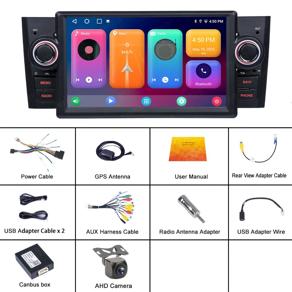 7-дюймовый автомобильный радиоприемник, мультимедийный видеоплеер, навигация, Android 14, для Fiat Grande Punto Linea 2007-2012, экран Autoradio 4G Carplay