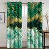 3D Modern Black Gold Abstract Art Marble Elegant Design 2 Pieces Thin Shading Window Drape Curtain for Living Room Bedroom Decor