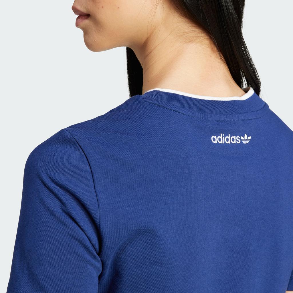 adidas Тонкая футболка с 3 полосками Originals Badge, женские топы, темно-синие IX3544