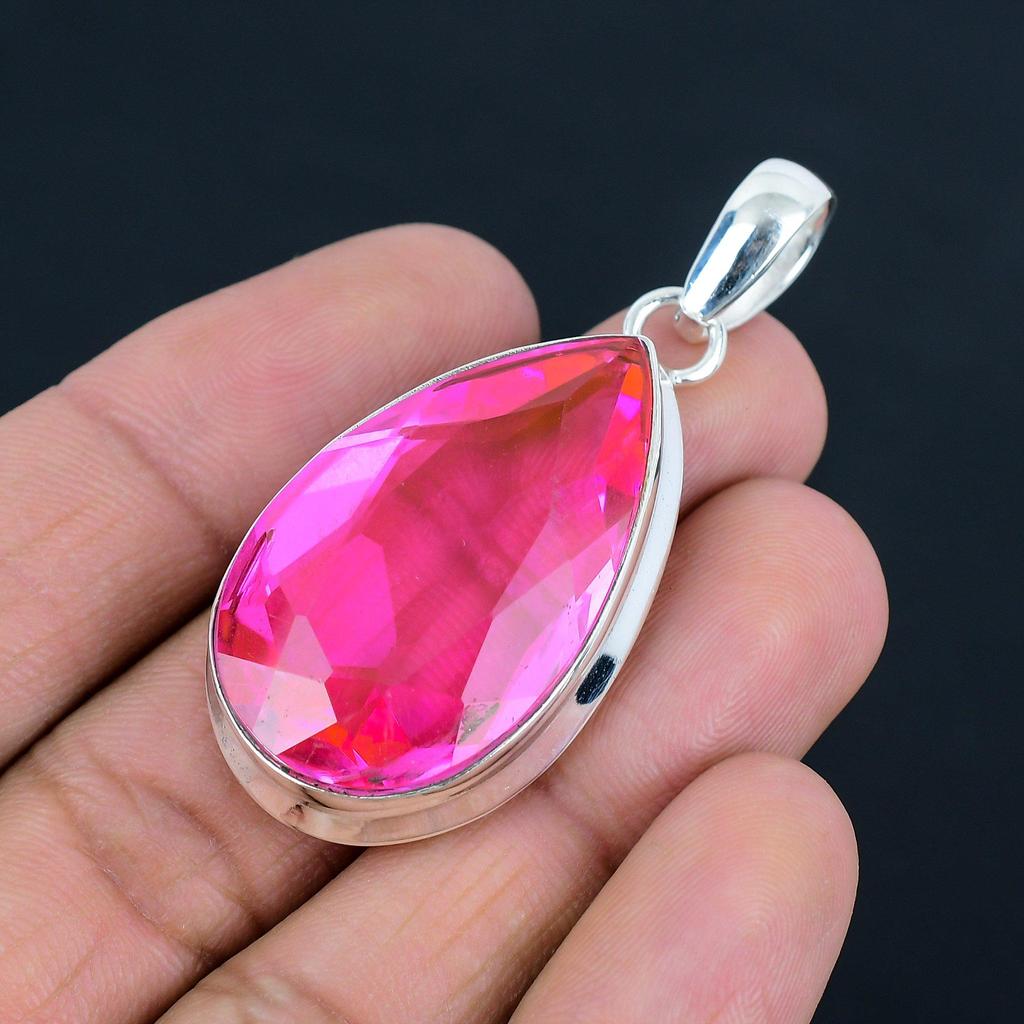 Подвеска из натурального ограненного розового топаза, серебро 925 пробы, ювелирные изделия-подвески, серебряные подвески ручной работы для подарка, пасхальный подарок