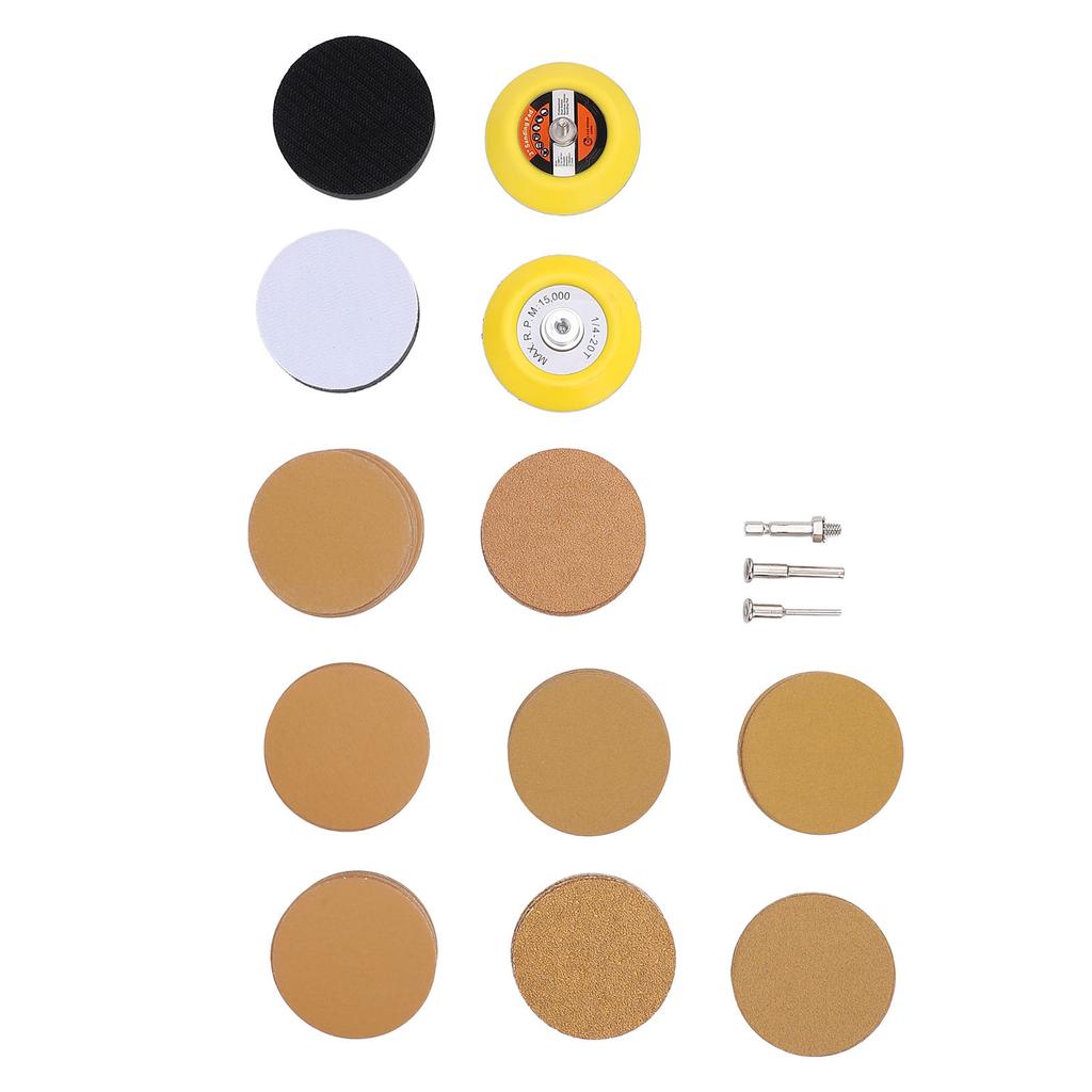 3-дюймовый набор для полировки шлифовальными дисками из золотой бумаги с надежной фиксацией, универсальный, зернистость от 40 до 800, шлифовальная машина