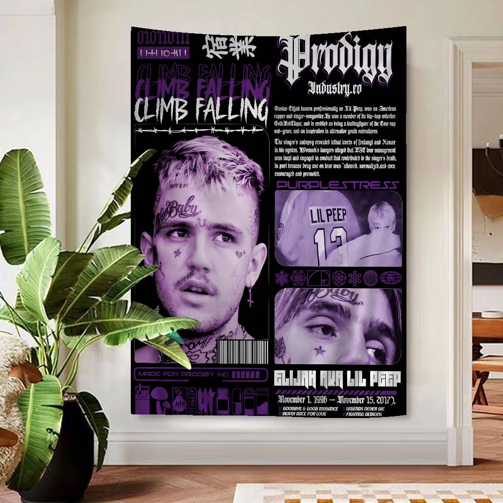 Хип-хоп рэпер Lil Peep Напечатанный Большой настенный гобелен Искусство Научная фантастика Комната Домашний декор Декор Покрывало