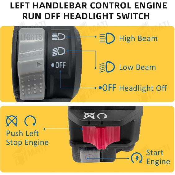 M MATI Left Handlebar Control Engine Start Run Off Headlight Switch For Yamaha Big Bear 350 Warrior 350 Moto-4 225/250/350 PRO-4 Terra Pro