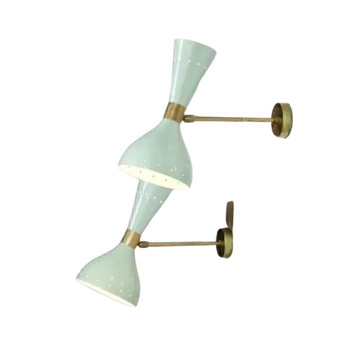 Modern Mid Century Italian Brass Wall Sconce Smirnova Pair Wall Fixture Lamps