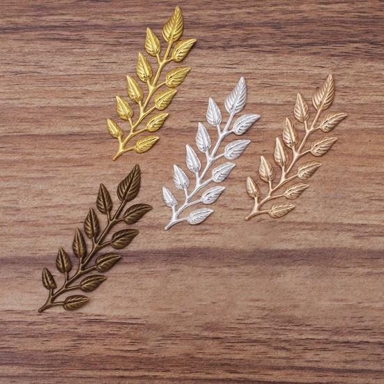 10Pcs Leaf Charm DIY Handmade Craft Golden Color Leaf Copper Charm Sewing Store Supplies