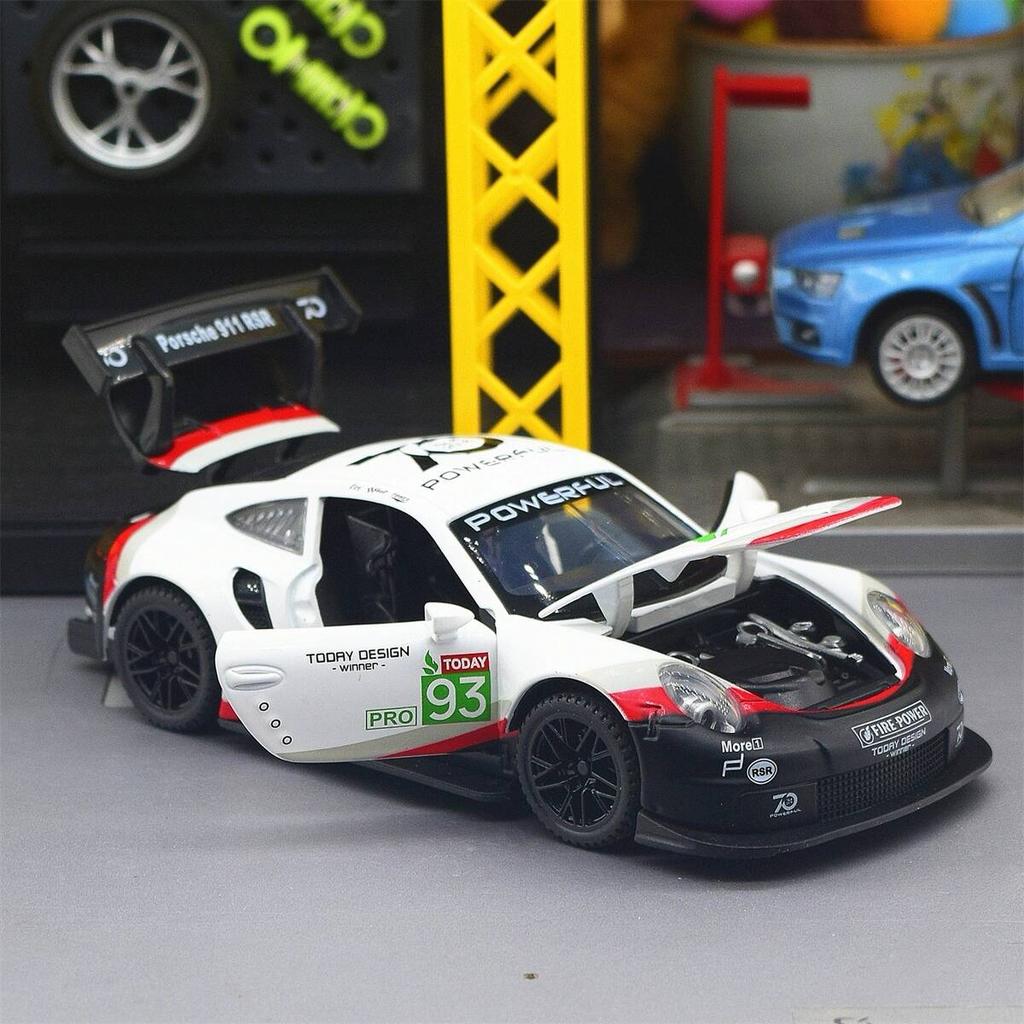 Porsche 911 GT3 RSR Match Version Моделирование Литые игрушечные машинки Звуки и свет Инерционный автомобиль 1:32 Сплавная Модель Суперкара
