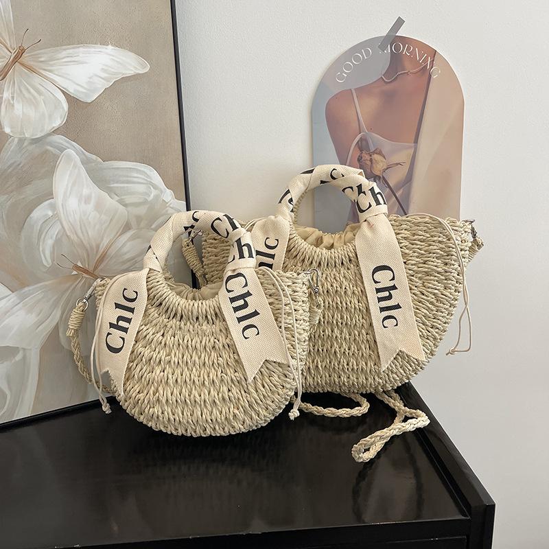 Summer New Fashion Beach Vegetable Basket Straw Woven Bag Portable Shoulder Oblique Span Women's Bag