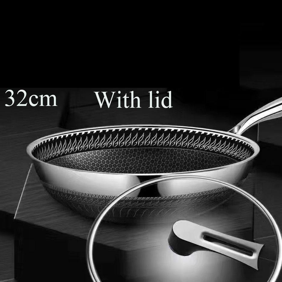 Сковорода из нержавеющей стали 316, 32-34 см, без покрытия, без маслянистого дыма, с антипригарным покрытием, сковорода для блинов, домашняя сковорода для приготовления пищи