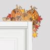 Autumn Pumpkin Door Corner Decoration Maple Pinecone Pumpkin Wooden Door Frame Sign Harvest Festival Front Door Edge Topper Sitter Ornament