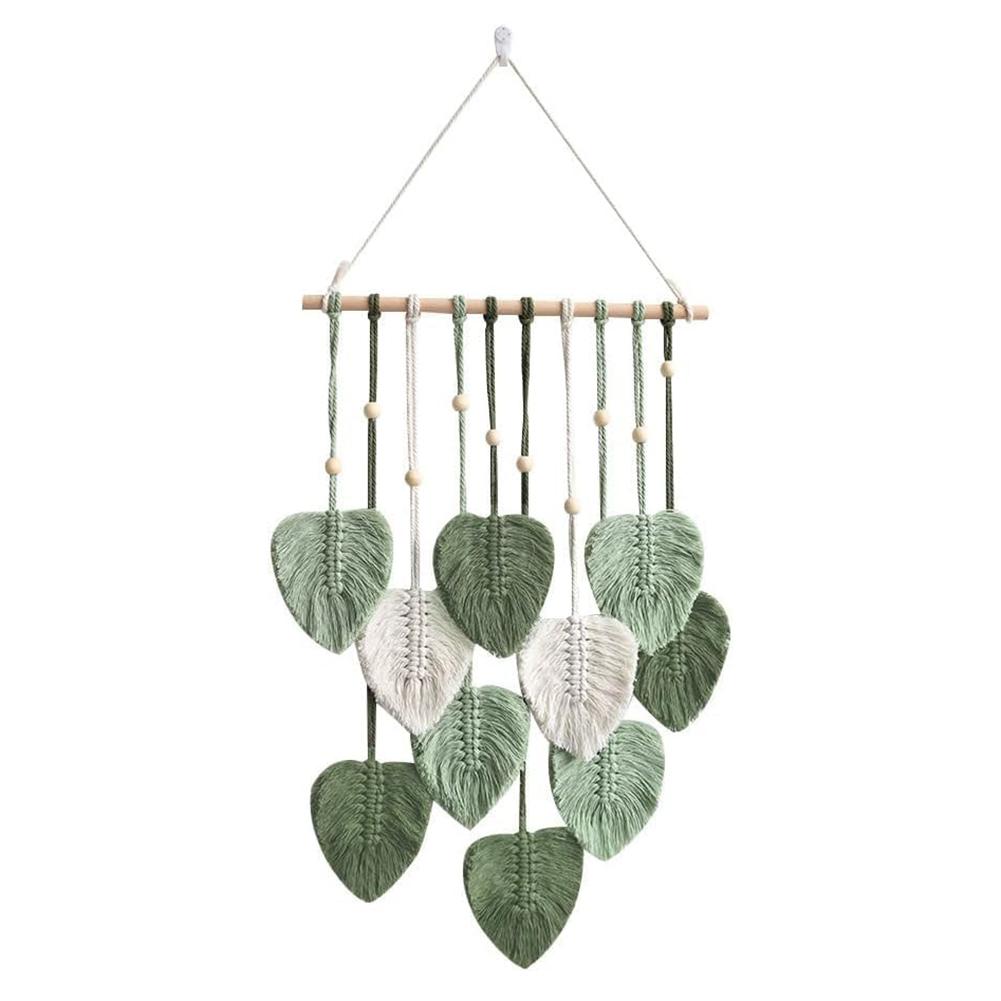 Wind Chimes & Hanging Decorations Bedroom Parts Handcrafted Woven Wall Tapestry: Leaf-Design For-Stylish Living Room Décor