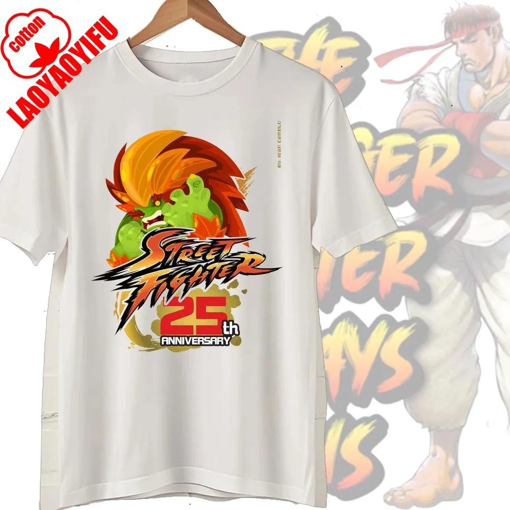 Street Fighter Chun-Li Ryu Принтованные Y2K Новые Парные Хлопковые Футболки Мужские Женские Уличная Одежда Повседневный Харадзюку Ретро Унисекс Футболка Топ