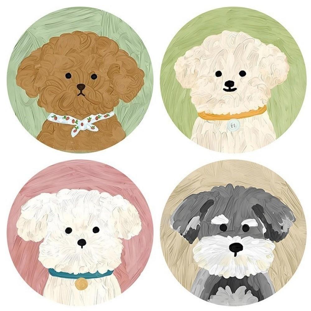 4/6pcs Round Wooden Cat Coaster Waterproof Insulation Pad Sweet Coffee Cup Mat For Coffee Table