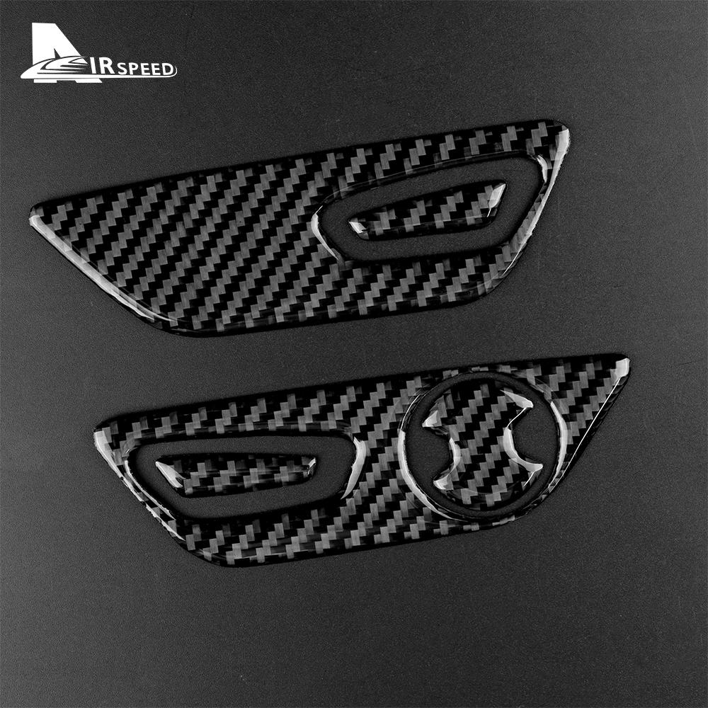 Real Soft Carbon Fiber for Ford Mustang Accessories 2015 2016 2017 2018 2019 2020 2021 2022 Sticker Seat Button Sticker