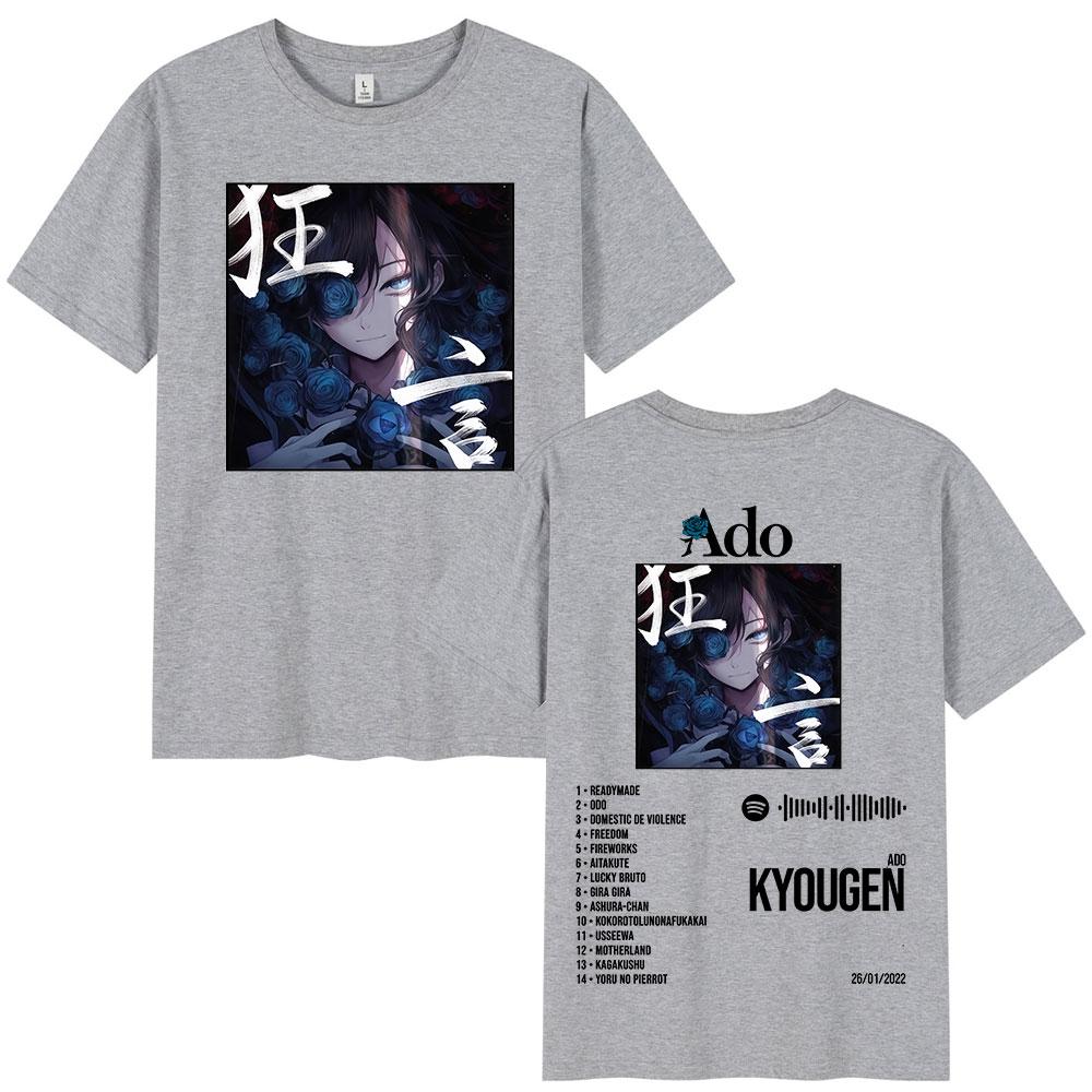 Ado World Tour 2025 Hibana Kyougen Футболка Мужская Женская Одежда Модная Футболка Хлопок Повседневная С Коротким Рукавом Оверсайз Футболки Топы