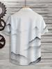 Men'S Landscape Painting Digital Print Short Sleeve Button-Up Shirt, Fiber, Summer Vacation And Casual Wear!