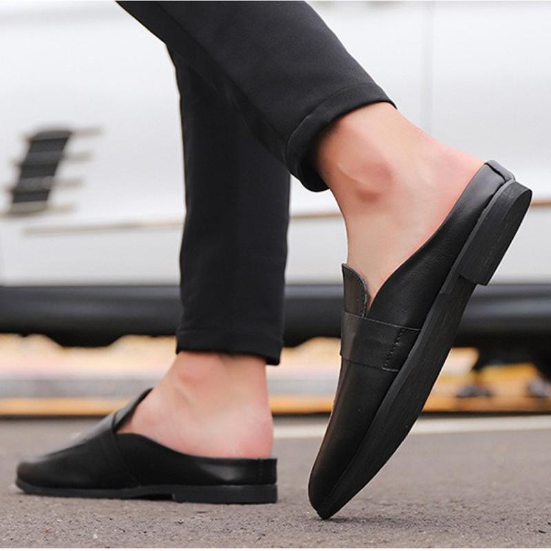 Модные мужские шлепанцы с закрытым носком, премиальные уличные тапочки большого размера, модный дизайн с открытой пяткой для пляжных прогулок, повседневная удобная обувь